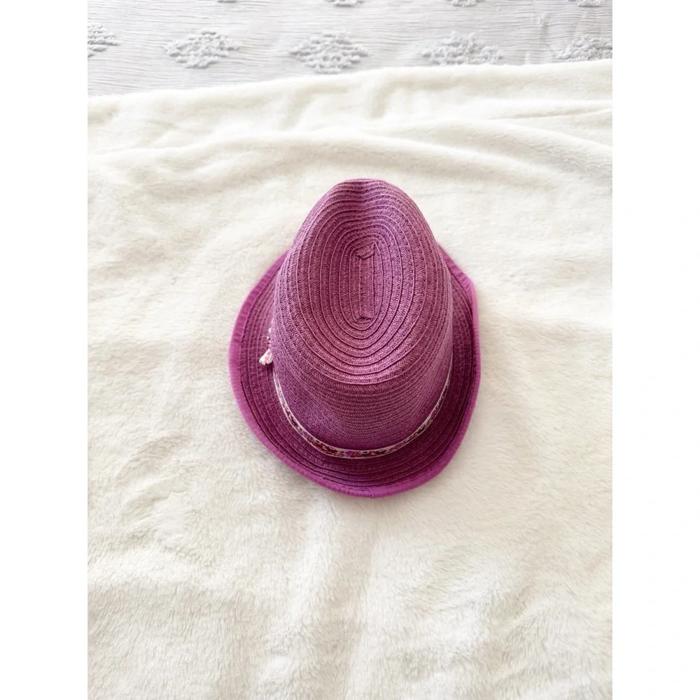 DISNEY PARKS Minnie Mouse Purple Sun Hat Youth Ribbon Patch Girls
